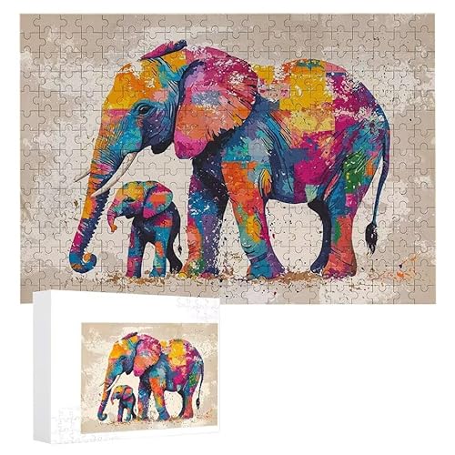 Bunter Elefant - Puzzles für Erwachsene, Puzzle Erwachsene 1000 Teile, Banksy Little Girl Street Artwork Puzzle 75 x 50 cm, Bunte DIY-Puzzles für Heimdekoration, Familienpuzzle Geschenkideen D-50 von WEISHIWE