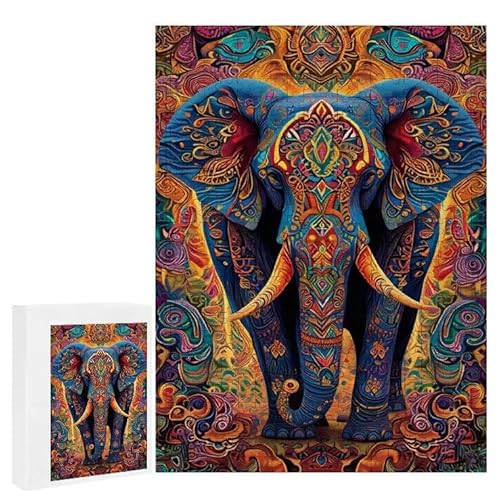 Bunter Elefant - Puzzles für Erwachsene, Puzzle Erwachsene 1200 Teile, Banksy Little Girl Street Artwork Puzzle 75 x 50 cm, Bunte DIY-Puzzles für Heimdekoration, Familienpuzzle Geschenkideen D-35 von WEISHIWE