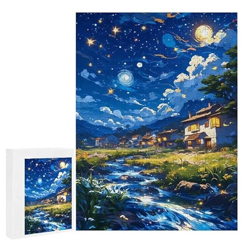 Dorflandschaft - Puzzles für Erwachsene, Puzzle Erwachsene 200 Teile, Banksy Little Girl Street Artwork Puzzle 35 x 25 cm, Bunte DIY-Puzzles für Heimdekoration, Familienpuzzle Geschenkideen D-99 von WEISHIWE