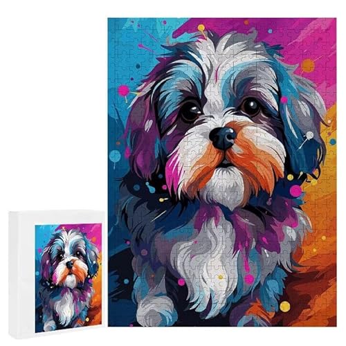 Hund als Haustier - Puzzles für Erwachsene, Puzzle Erwachsene 200 Teile, Banksy Little Girl Street Artwork Puzzle 35 x 25 cm, Bunte DIY-Puzzles für Heimdekoration, Familienpuzzle Geschenkideen D-75 von WEISHIWE