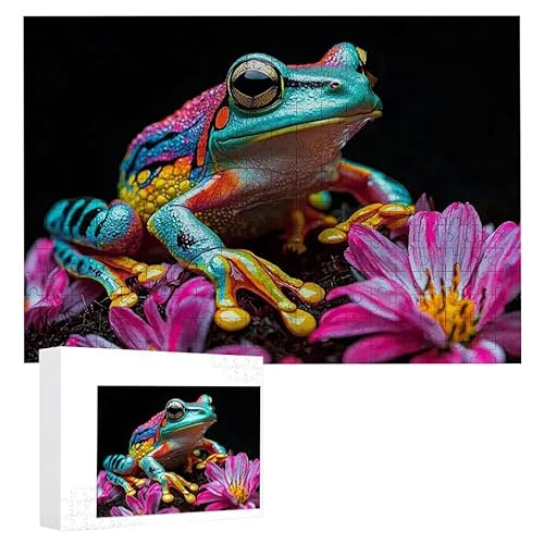 Puzzle 1000 Teile Erwachsene Bunter Frosch 75 x 50 cm, 3D Visuelle Wooden Puzzle, DIY Craft Bastelpuzzles für Heimdekoration, Geschenkbox, Familie herausforderndes Puzzles F-59 von WEISHIWE