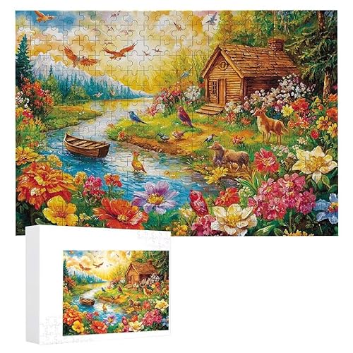 Puzzle 1000 Teile Erwachsene Malerische Hütte 75 x 50 cm, 3D Visuelle Wooden Puzzle, DIY Craft Bastelpuzzles für Heimdekoration, Geschenkbox, Familie herausforderndes Puzzles F-195 von WEISHIWE