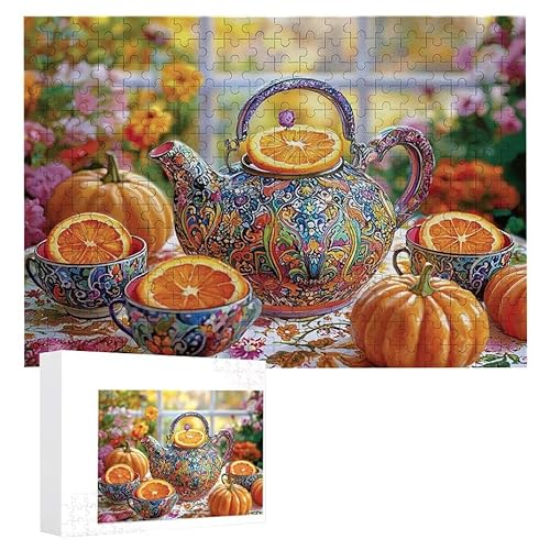 Puzzle 1000 Teile Erwachsene Tee Set Obst 75 x 50 cm, 3D Visuelle Wooden Puzzle, DIY Craft Bastelpuzzles für Heimdekoration, Geschenkbox, Familie herausforderndes Puzzles F-71 von WEISHIWE