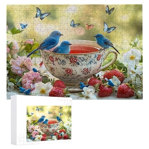 Puzzle 1000 Teile Erwachsene Teetasse Schmetterling 75 x 50 cm, 3D Visuelle Wooden Puzzle, DIY Craft Bastelpuzzles für Heimdekoration, Geschenkbox, Familie herausforderndes Puzzles F-69 von WEISHIWE