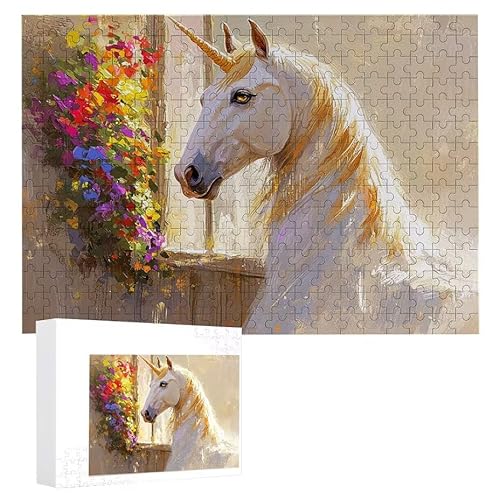 Puzzle 1000 Teile Erwachsene Weißes Pferd 75 x 50 cm, 3D Visuelle Wooden Puzzle, DIY Craft Bastelpuzzles für Heimdekoration, Geschenkbox, Familie herausforderndes Puzzles F-13 von WEISHIWE