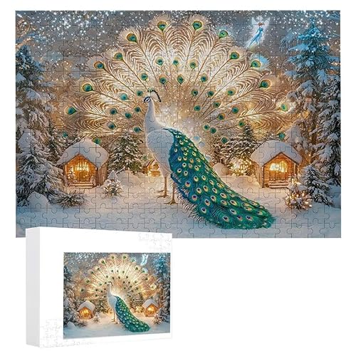 Puzzle 1000 Teile Erwachsene Winterpfau 75 x 50 cm, 3D Visuelle Wooden Puzzle, DIY Craft Bastelpuzzles für Heimdekoration, Geschenkbox, Familie herausforderndes Puzzles F-123 von WEISHIWE