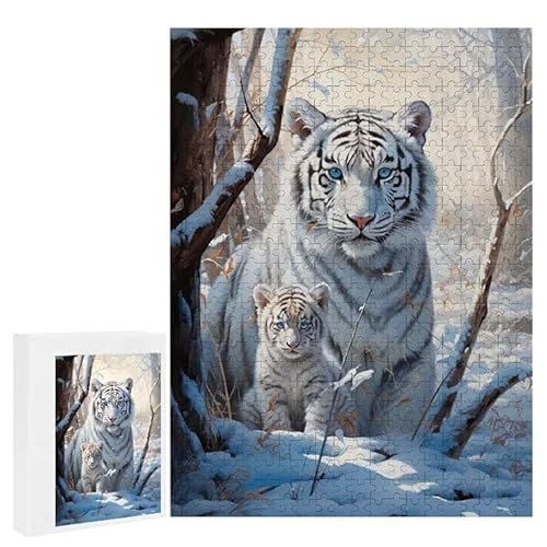 Puzzle 1000 Teile Erwachsene Wintertiger 75 x 50 cm, 3D Visuelle Wooden Puzzle, DIY Craft Bastelpuzzles für Heimdekoration, Geschenkbox, Familie herausforderndes Puzzles F-121 von WEISHIWE