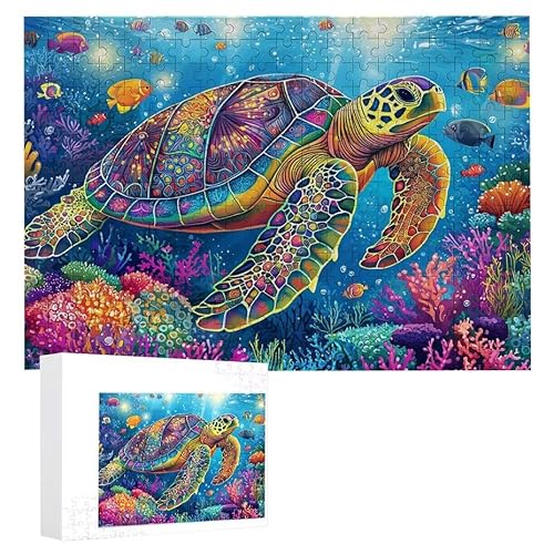 Puzzle 1200 Teile Erwachsene Bunte Meeresschildkröten 75 x 50 cm, 3D Visuelle Wooden Puzzle, DIY Craft Bastelpuzzles für Heimdekoration, Geschenkbox, Familie herausforderndes Puzzles F-52 von WEISHIWE