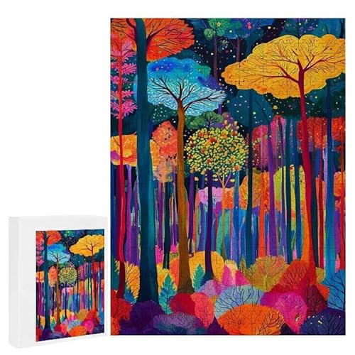 Puzzle 1200 Teile Erwachsene Bunter Wald 75 x 50 cm, 3D Visuelle Wooden Puzzle, DIY Craft Bastelpuzzles für Heimdekoration, Geschenkbox, Familie herausforderndes Puzzles F-48 von WEISHIWE