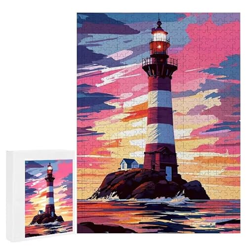 Puzzle 1200 Teile Erwachsene Leuchtturm 75 x 50 cm, 3D Visuelle Wooden Puzzle, DIY Craft Bastelpuzzles für Heimdekoration, Geschenkbox, Familie herausforderndes Puzzles F-112 von WEISHIWE