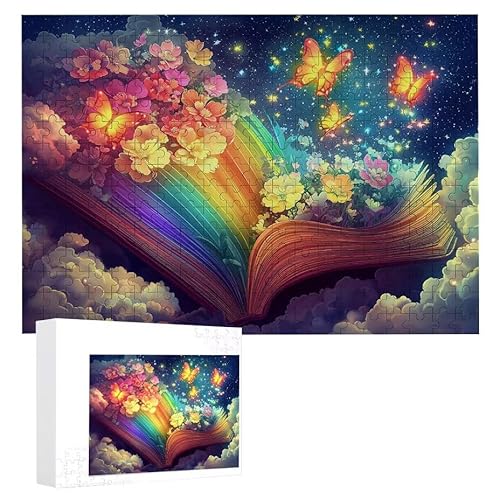 Puzzle 1200 Teile Erwachsene Regenbogenbuch 75 x 50 cm, 3D Visuelle Wooden Puzzle, DIY Craft Bastelpuzzles für Heimdekoration, Geschenkbox, Familie herausforderndes Puzzles F-34 von WEISHIWE