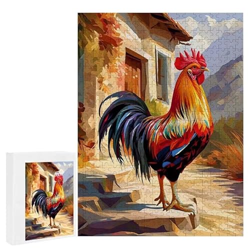 Puzzle 1200 Teile Erwachsene Tierhahn 75 x 50 cm, 3D Visuelle Wooden Puzzle, DIY Craft Bastelpuzzles für Heimdekoration, Geschenkbox, Familie herausforderndes Puzzles F-126 von WEISHIWE