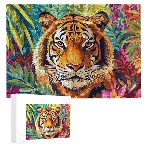 Puzzle 1200 Teile Erwachsene Tiertiger 75 x 50 cm, 3D Visuelle Wooden Puzzle, DIY Craft Bastelpuzzles für Heimdekoration, Geschenkbox, Familie herausforderndes Puzzles F-150 von WEISHIWE