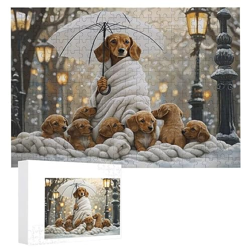 Puzzle 1200 Teile Erwachsene Winterhund 75 x 50 cm, 3D Visuelle Wooden Puzzle, DIY Craft Bastelpuzzles für Heimdekoration, Geschenkbox, Familie herausforderndes Puzzles F-122 von WEISHIWE