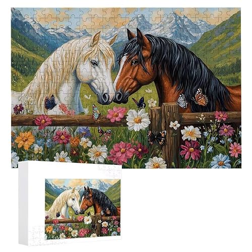 Puzzle 1500 Teile Erwachsene Tierpferd 87 x 57 cm, 3D Visuelle Wooden Puzzle, DIY Craft Bastelpuzzles für Heimdekoration, Geschenkbox, Familie herausforderndes Puzzles F-157 von WEISHIWE