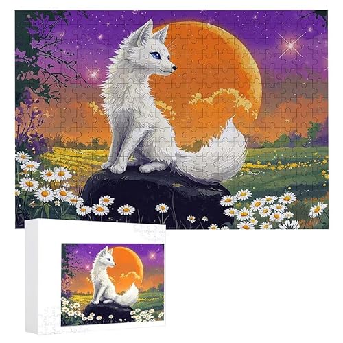 Puzzle 1500 Teile Erwachsene Weißer Fuchs Mond 87 x 57 cm, 3D Visuelle Wooden Puzzle, DIY Craft Bastelpuzzles für Heimdekoration, Geschenkbox, Familie herausforderndes Puzzles F-9 von WEISHIWE