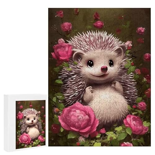 Puzzle 200 Teile Erwachsene Igel 35 x 25 cm, 3D Visuelle Wooden Puzzle, DIY Craft Bastelpuzzles für Heimdekoration, Geschenkbox, Familie herausforderndes Puzzles F-94 von WEISHIWE