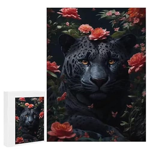 Puzzle 200 Teile Erwachsene Leopardenblume 35 x 25 cm, 3D Visuelle Wooden Puzzle, DIY Craft Bastelpuzzles für Heimdekoration, Geschenkbox, Familie herausforderndes Puzzles F-22 von WEISHIWE