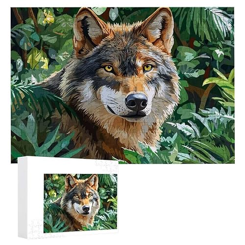 Puzzle 2000 Teile Erwachsene Dschungelwolf 100 x 70 cm, 3D Visuelle Wooden Puzzle, DIY Craft Bastelpuzzles für Heimdekoration, Geschenkbox, Familie herausforderndes Puzzles F-98 von WEISHIWE