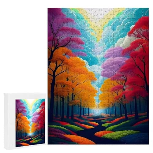 Puzzle 300 Teile Erwachsene Bunter Baum 40 x 28 cm, 3D Visuelle Wooden Puzzle, DIY Craft Bastelpuzzles für Heimdekoration, Geschenkbox, Familie herausforderndes Puzzles F-49 von WEISHIWE