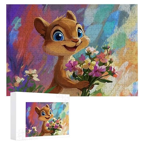 Puzzle 300 Teile Erwachsene Eichhörnchen 40 x 28 cm, 3D Visuelle Wooden Puzzle, DIY Craft Bastelpuzzles für Heimdekoration, Geschenkbox, Familie herausforderndes Puzzles F-161 von WEISHIWE