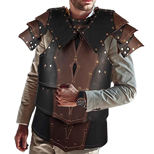 WEITING Rüstung Kostüm für Herren, Wikingerkrieger – Mittelalterliche Brustpanzer aus Leder, verstellbar, für Halloween-Cosplay für Partys von WEITING