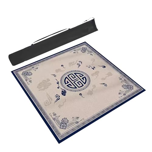 WEITINGKKK Mahjong Tischmatte Tabletop Spielmatten, Quadratisch mit Gummirücken, rutschfest, geräuschreduzierend, Dicke Spieltischdecke for Karten, Poker(Blue,27.6x27.6in/70x70cm) von WEITINGKKK