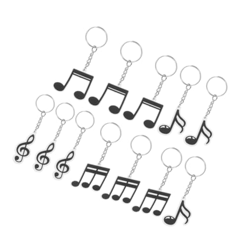 WEKADRIN 12-Teiliges Set Musik-Party-Schlüsselanhänger Party Schlüsselanhänger Musik Noten Schlüsselanhänger Musikalische Gastgeschenke Musiknotenparty Gastgeschenke für Konzerte PVC Black von WEKADRIN