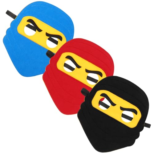 WEKADRIN 3 Stück Ninja Cosplay Masken aus Filz mit Elastischem Band Wiederverwendbare Piraten Augenklappe in Rot Blau Schwarz Bequeme Kostüm Gesichtsmasken für Karneval Halloween WEKADRIN 3 Stück Ninja Cosplay Masken aus Filz mit Elastischem Band Wiederverwendbare Piraten Augenklappe in Rot Blau Schwarz Bequeme Kostüm Gesichtsmasken für Karneval Halloween von WEKADRIN