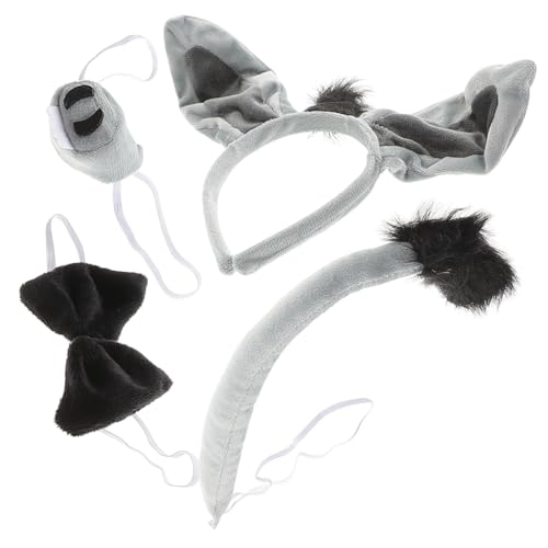 WEKADRIN 4 Stück Teiliges Esel Kostüm Halloween Tierkostüm Stirnband Fliege Nase für Karneval Geburtstagsfeier Verkleidung WEKADRIN 4 Stück Teiliges Esel Kostüm Halloween Tierkostüm Stirnband Fliege Nase für Karneval Geburtstagsfeier Verkleidung von WEKADRIN
