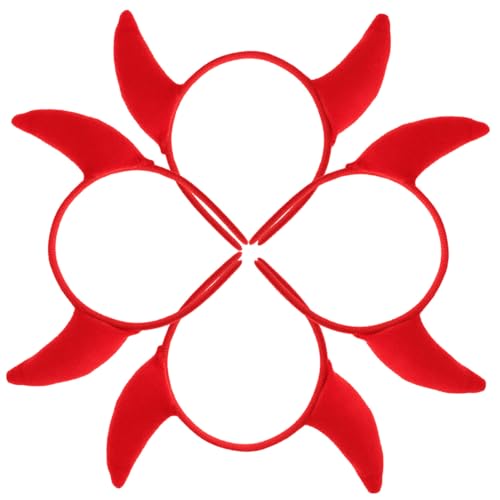 WEKADRIN 4 Stück Teiliges Halloween Teufelshorn Haarreif Rotes Kopfschmuck Accessoire für Damen Originelles Festival Kostüm Haarband für Karneval und Party Verkleidung WEKADRIN 4 Stück Teiliges Halloween Teufelshorn Haarreif Rotes Kopfschmuck Accessoire für Damen Originelles Festival Kostüm Haarband für Karneval und Party Verkleidung von WEKADRIN