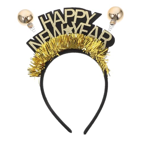 WEKADRIN Frohes Neues Jahr Stirnband Tiara Glitzerndes Neujahr Haarband Haarreifen Requisite Für Silvester Haarschmuck Partyzubehör Gefälligkeiten von WEKADRIN