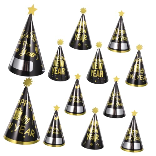 WEKAMOS 12 Stück Teiliges Neujahrs Party Papierschilder Schwarz-gold Year Party Hüte aus Papier Leicht Komfortabel für Silvester Karneval und Bühnenauftritte Geeignet WEKAMOS 12 Stück Teiliges Neujahrs Party Papierschilder Schwarz-gold Year Party Hüte aus Papier Leicht Komfortabel für Silvester Karneval und Bühnenauftritte Geeignet von WEKAMOS
