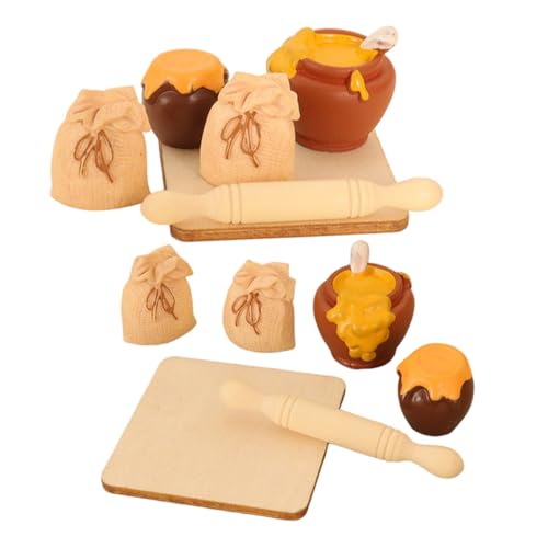 WEKAMOS 2 Satz Miniatur Puppenhaus Backzubehör aus Resin und Holz mit Nudelholz Honigglas und Mehltüte Haltbares Küchen-deko-Set für Puppenhaus Fotorequisiten und Kreatives Spiel WEKAMOS 2 Satz Miniatur Puppenhaus Backzubehör aus Resin und Holz mit Nudelholz Honigglas und Mehltüte Haltbares Küchen-deko-Set für Puppenhaus Fotorequisiten und Kreatives Spiel von WEKAMOS