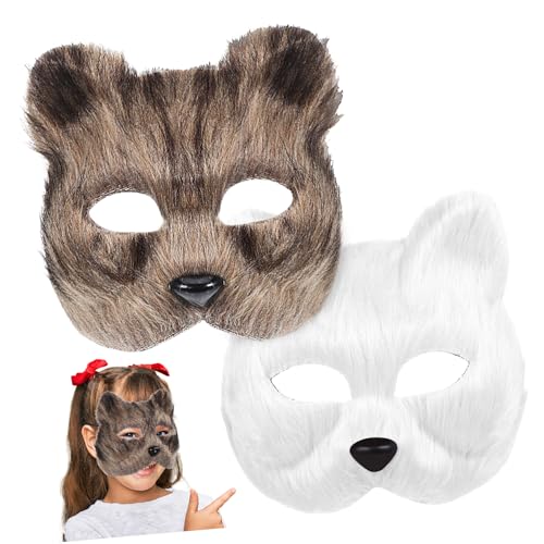 WEKAMOS 2 Stück Fuchs-masken Furry Tierkostüm Cosplay Masken mit Elastischem Band für Halloween Party Erwachsene Realistisch Weiches Fell Angenehmer Sitz Mittlere Graue und Weiße Varianten WEKAMOS 2 Stück Fuchs-masken Furry Tierkostüm Cosplay Masken mit Elastischem Band für Halloween Party Erwachsene Realistisch Weiches Fell Angenehmer Sitz Mittlere Graue und Weiße Varianten von WEKAMOS