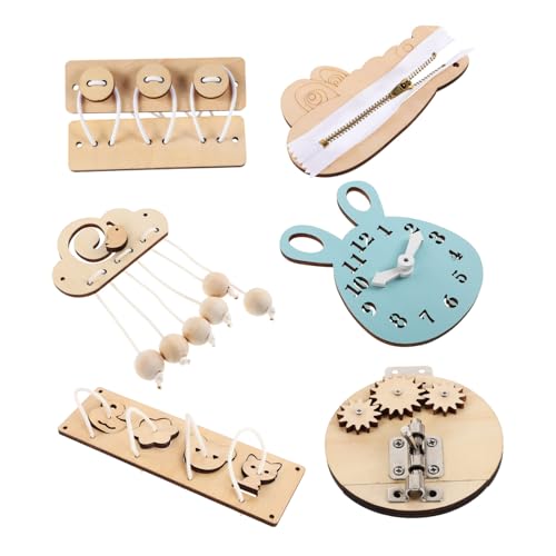 WEKAMOS 6 Stück Montessori Busy Board Teiliges Set Holzspielzeug für Kleinkinder Sensory Activity Board zur Feinmotorik Hand Auge Koordination Beobachtung und Logisches WEKAMOS 6 Stück Montessori Busy Board Teiliges Set Holzspielzeug für Kleinkinder Sensory Activity Board zur Feinmotorik Hand Auge Koordination Beobachtung und Logisches von WEKAMOS