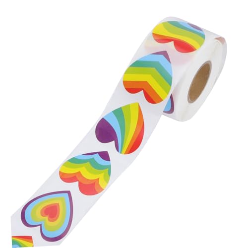 WEKAMOS Regenbogen Herz Sticker Rolle Selbstklebend Pride Aufkleber für Geschenkverpackung DIY Bastelprojekte Umschläge Hochzeit Einladungen Party Dekoration WEKAMOS Regenbogen Herz Sticker Rolle Selbstklebend Pride Aufkleber für Geschenkverpackung DIY Bastelprojekte Umschläge Hochzeit Einladungen Party Dekoration von WEKAMOS