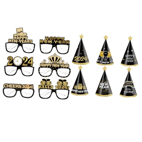 WEKAMOS Teiliges Year Party mit Papierbrillen Party Cone Hats Schwarz-goldene Kindergeburtstag Foto Requisiten Dekorative Neujahrsdeko für Silvesterfeier WEKAMOS Teiliges Year Party mit Papierbrillen Party Cone Hats Schwarz-goldene Kindergeburtstag Foto Requisiten Dekorative Neujahrsdeko für Silvesterfeier von WEKAMOS
