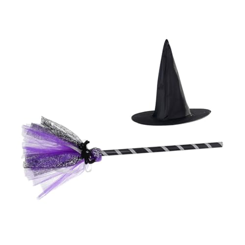 WEKAMOS Witch Hat und Broom Halloween Cosplay Kostüm Accessoire Hexenbesen mit Hut Leichtes Party Requisit für Karneval Halloween WEKAMOS Witch Hat und Broom Halloween Cosplay Kostüm Accessoire Hexenbesen mit Hut Leichtes Party Requisit für Karneval Halloween von WEKAMOS