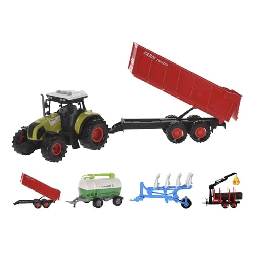 WELL HOME MOBILIARIO & DECORACIÓN WH14713 Bauerntraktor mit Zubehör und Anhänger, bunt, 25,5x9,5x39 von WELL HOME MOBILIARIO & DECORACIÓN