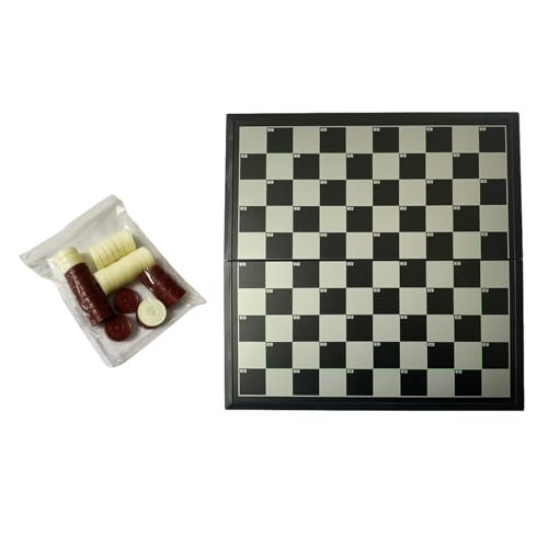 Schach- und Dame-Spiel-Set, Reise-Checker, tragbar, zusammenklappbar, Schachbrett, Anfänger, Schachspiel, einfaches Spielen, Picknicks, Dame von WELLDOER
