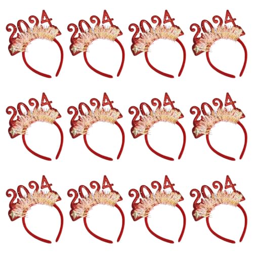 WELLDOER 2024 Weihnachtsdekoration Stirnband Neujahr Feier Kopfbedeckung Haarschmuck Stirnbänder Urlaub Party Haarband Party Themed Headwear von WELLDOER