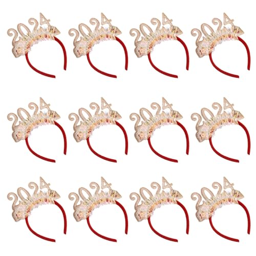 WELLDOER 2024 Weihnachtsdekoration Stirnband Neujahr Feier Kopfbedeckung Haarschmuck Stirnbänder Urlaub Party Haarband Party Themed Headwear von WELLDOER