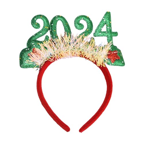 WELLDOER 2024 Weihnachtsdekoration Stirnband Neujahr Feier Kopfbedeckung Haarschmuck Stirnbänder Urlaub Party Haarband Party Themed Headwear von WELLDOER