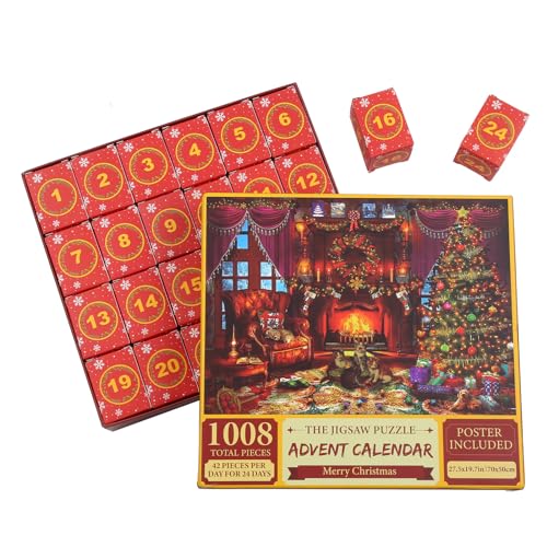 WELLDOER Weihnachts Countdown Kalender 1008-teiligen Puzzles 2023 Weihnachts Countdown von WELLDOER