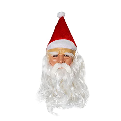WELLDOER Weihnachtsmann-Latex-Maske, Kopfbedeckung, halbes Gesicht, Kopfschmuck, Partyzubehör für Erwachsene, Festival, Kostüm, Cosplay, Requisiten, Zubehör, Weihnachts-Kopfbedeckung von WELLDOER