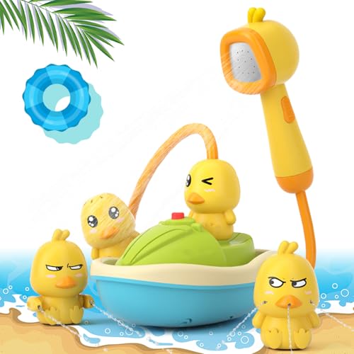 Badewannenspielzeug, Ente Elektrisches Baby Badespielzeug mit Duschkopf, Wasserspielzeug Kinder, Baby Badespielzeug, Kinder Wasser Dusche Badespielzeug, Geschenk für Jungen Mädchen Geburtstag von WELLXUNK