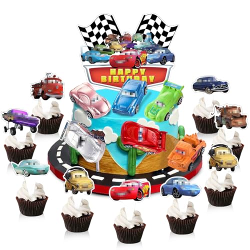 Cars Tortendeko, 23 Stück Car Geburtstags Kuchen Dekoration mit 6 Spielzeug Auto, Auto Cake Topper Kinder, Cars Cupcake Topper Deko, Decorazioni Torta Cars, Geeignet für Geburtstagsfeiern Versammlunge Cars Tortendeko, 23 Stück Car Geburtstags Kuchen Dekoration mit 6 Spielzeug Auto, Auto Cake Topper Kinder, Cars Cupcake Topper Deko, Decorazioni Torta Cars, Geeignet für Geburtstagsfeiern Versammlunge von WELLXUNK