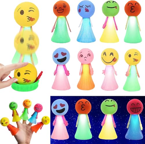 Feder Leucht Springendes Spielzeug, 12 Stück Jumping Spielzeug, Leuchtspielzeug Kinder, Emoticons Puppen Hüpfende, Spring Launchers Toys, Hüpfende Partygeschenke für Kinder,kleine Geschenke für Kinder von WELLXUNK