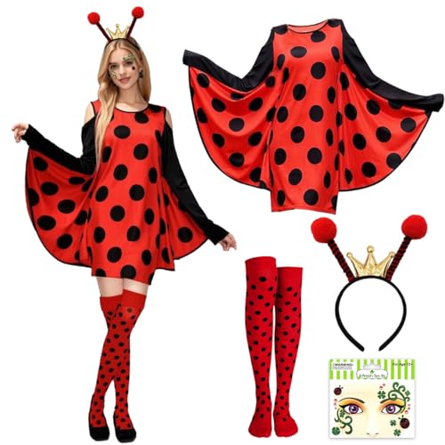 WELLXUNK Bienenkostüm Erwachsene, Damen Bienen Kostüm, Bienenkostüm Accessoires mit Einem Antennen-Stirnband, Bienenaufklebern und Gestreifte Socken für Erwachsene Karneval Dress Up Party Cosplay von WELLXUNK